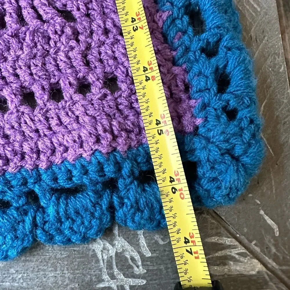 Handmade Crochet Vintage Multi Boho Throw Blanket Afghan